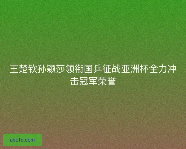 王楚钦孙颖莎领衔国乒征战亚洲杯全力冲击冠军荣誉